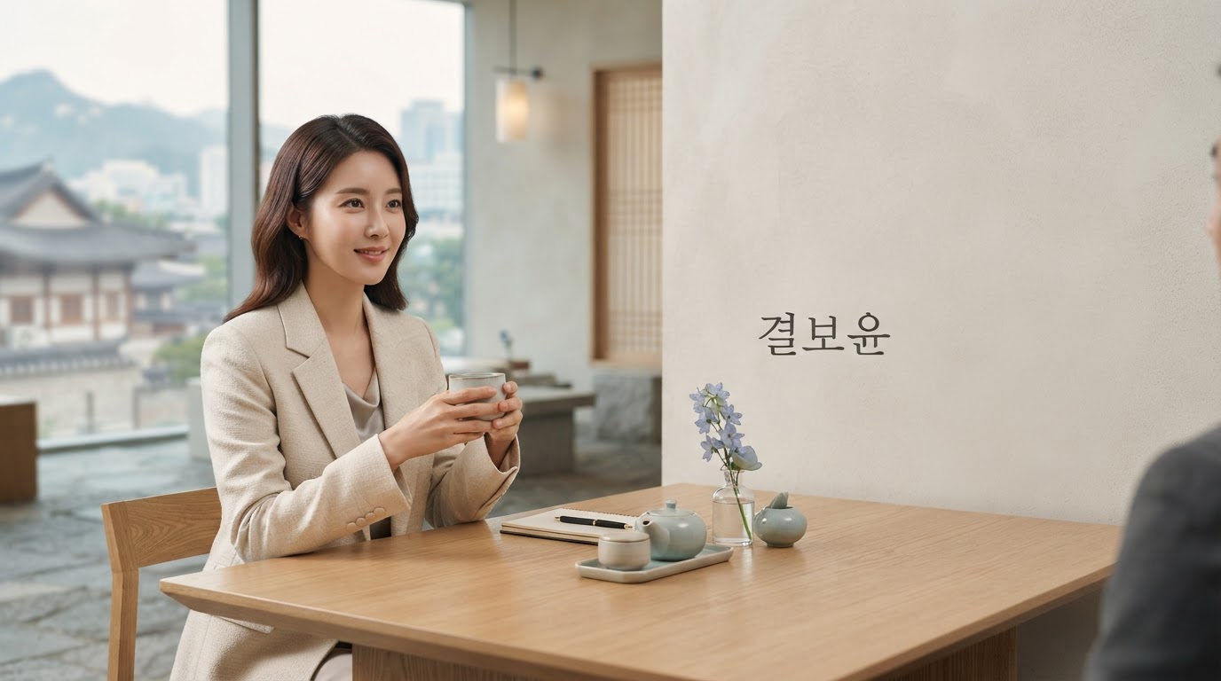 결보윤 AI 자산 관리 서비스를 보여주는 태블릿과 편안한 거실 공간
